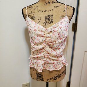 Lush Top Cream Pink Flowers M Style T17630-047